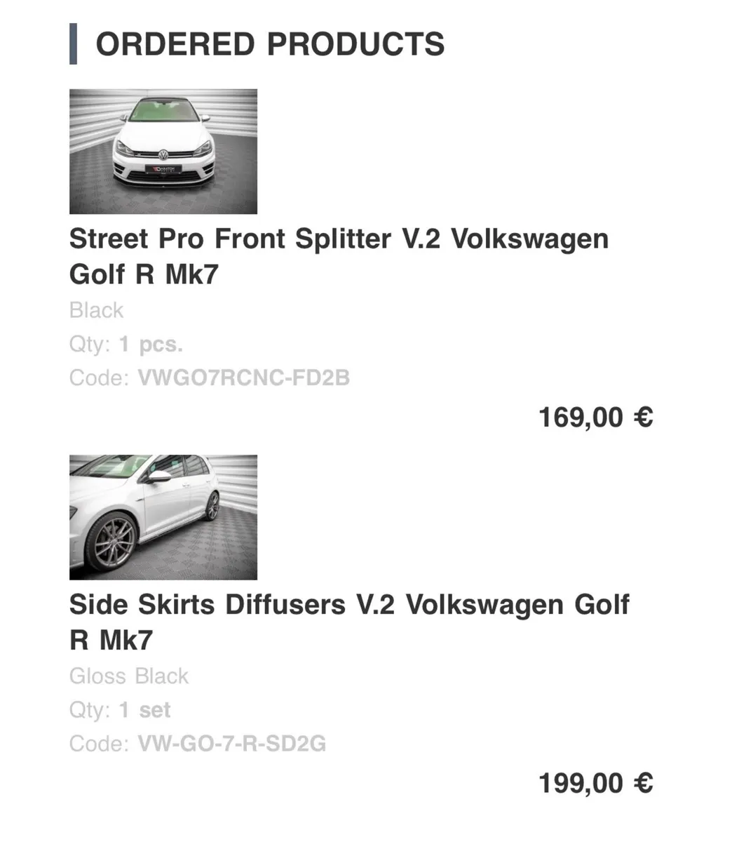 Mk 7 Golf R Front splitter and side skirts - Image 1