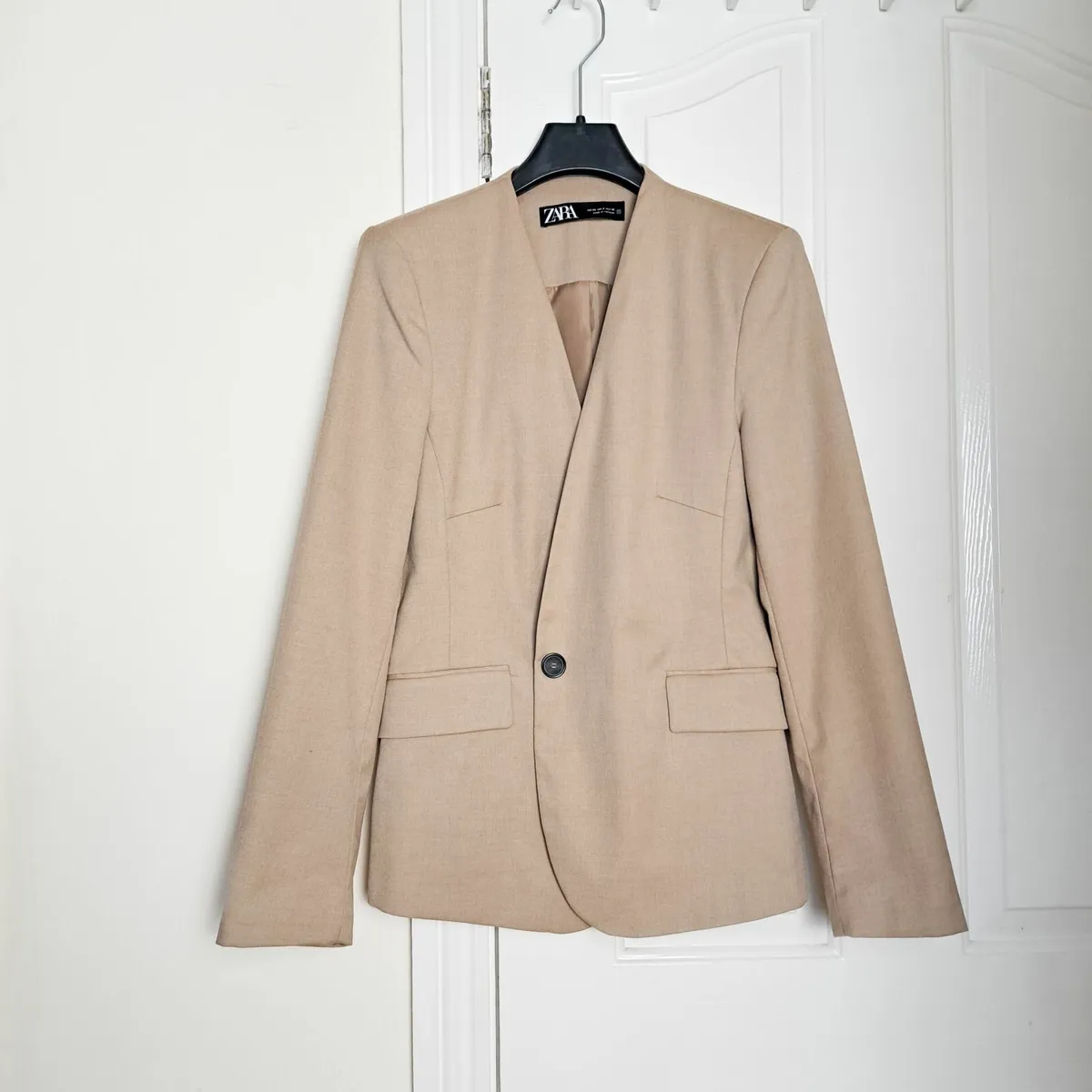 Zara Beige Neutral Brown Tailored Blazer 12UK/40EU - Image 1