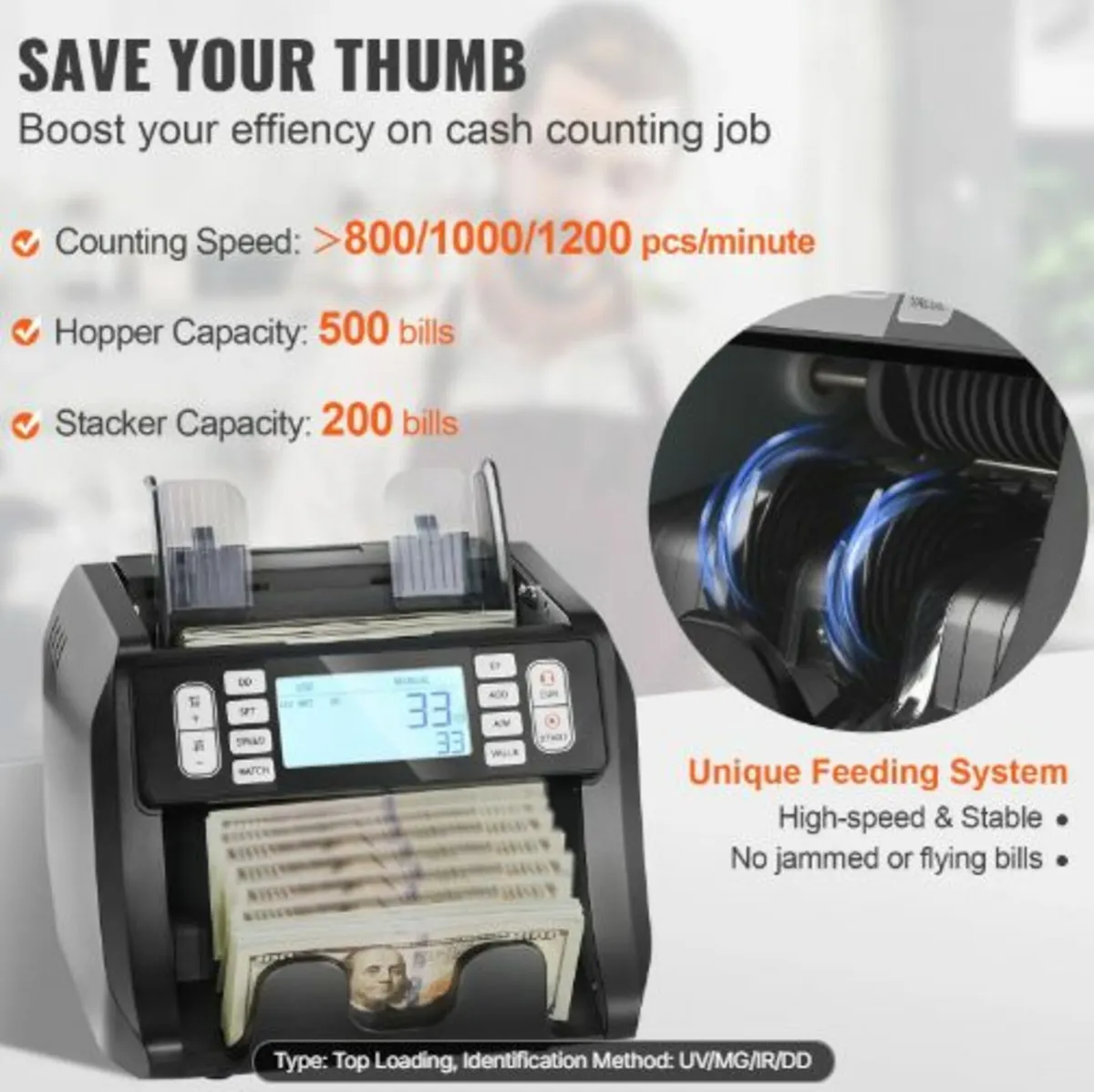 Money Counter Machine, Bill Counter with UV, MG, - Image 4