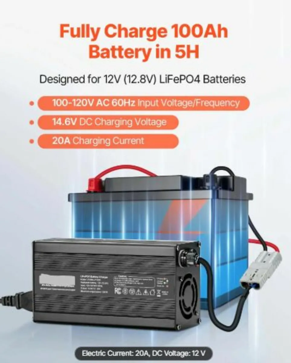 12V 20A Lithium Battery Charger, 14.6V, AC-DC - Image 2