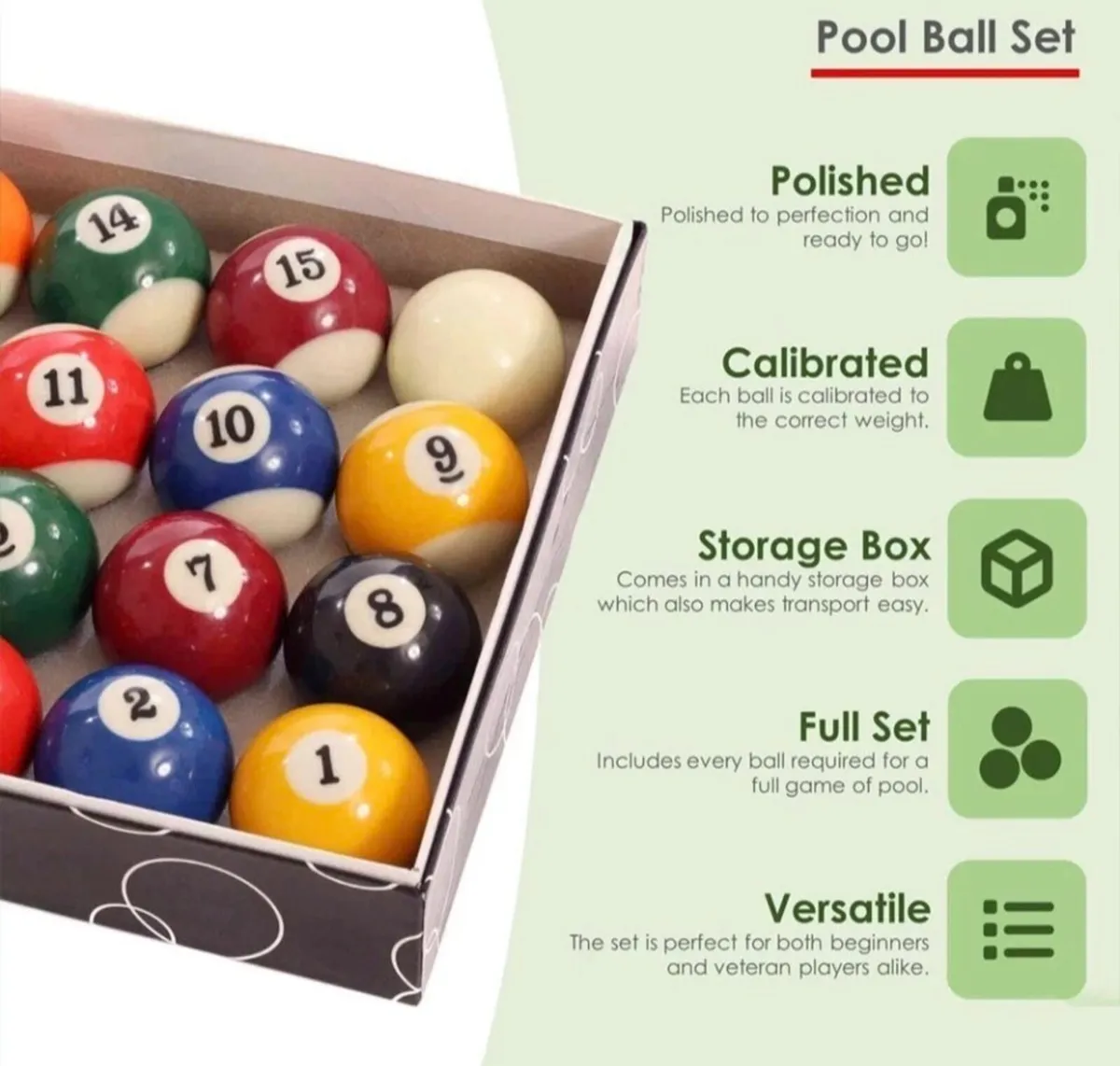 NEW Pool Balls Set 16Pcs Spots And Stripes - Image 3