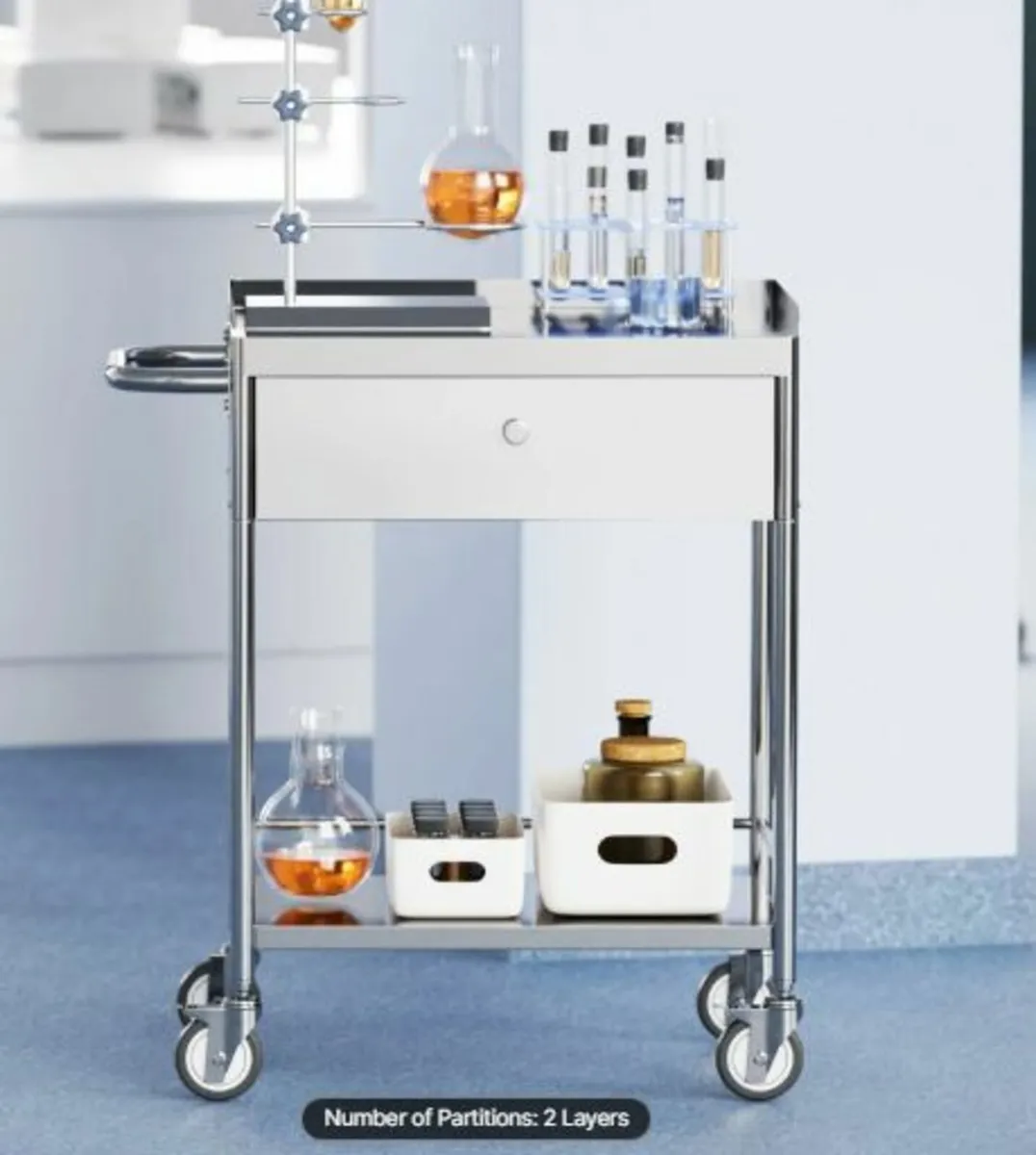 Medical Cart, 2 Layers Stainless Steel Cart 99.8 - Image 4