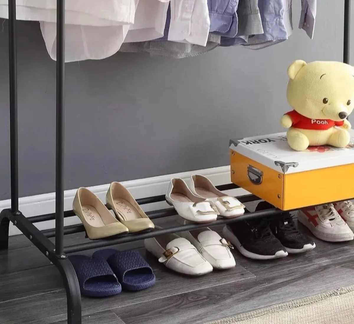 New Metal Double Clothes Rail with Shelf - Image 4