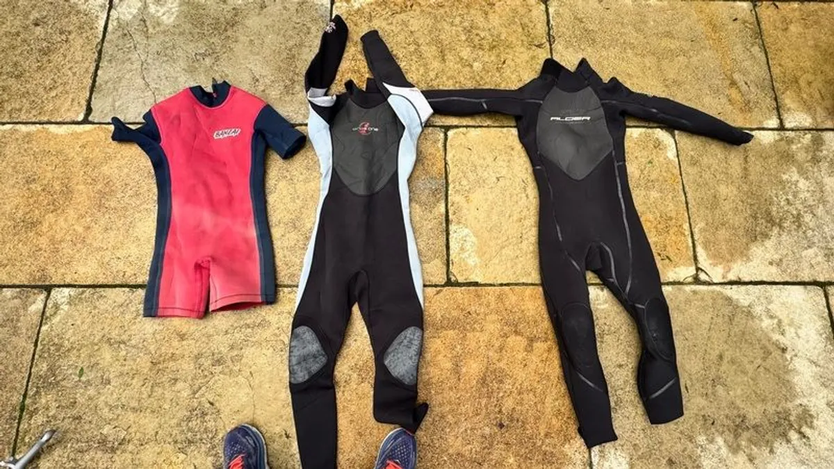 3 x wetsuits 100euros