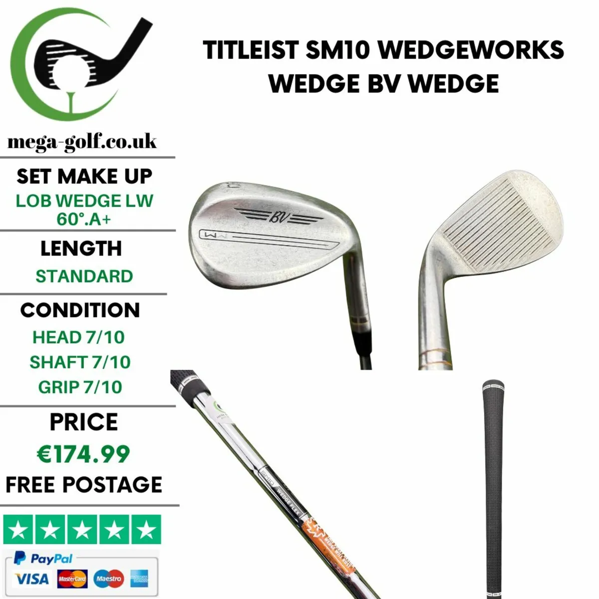 Titleist SM10 Wedgeworks Wedge Lw 60°.A+ /Bv Wedge - Image 1