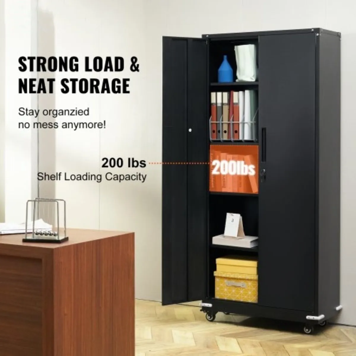 Metal Storage Cabinet with Wheels, 190.5 cm Lockin - Image 3