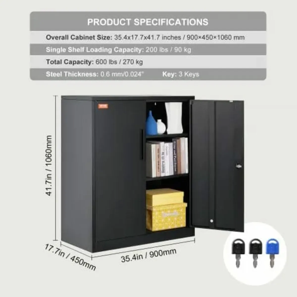 Metal Storage Cabinet with 2 Magnetic Doors and 4 - Image 3