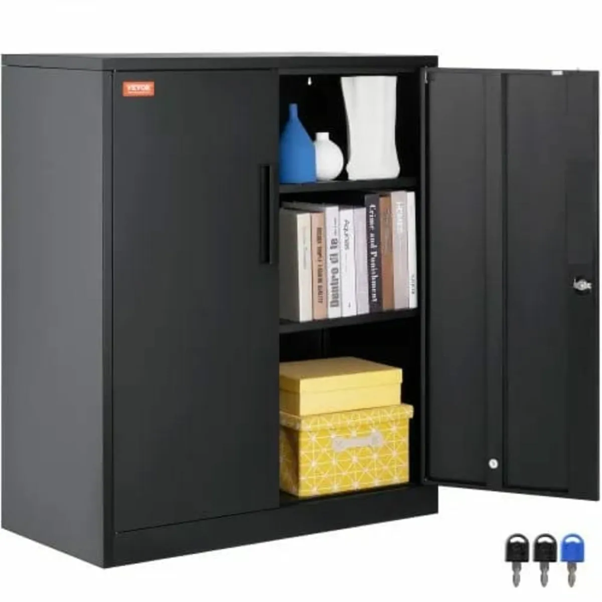 Metal Storage Cabinet with 2 Magnetic Doors and 4 - Image 1