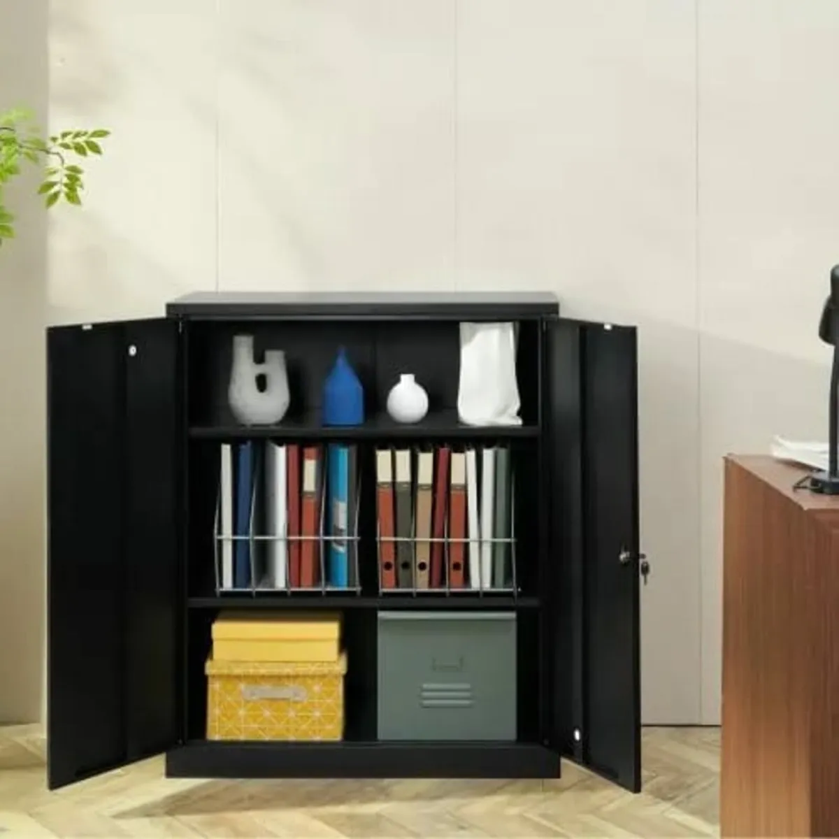Metal Storage Cabinet with 2 Magnetic Doors and 4 - Image 2