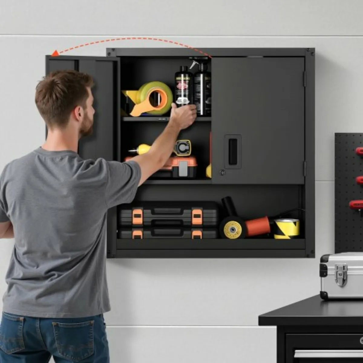 Metal Wall Cabinet, 76.2W x 30.5D x 76.2H Inch, St - Image 2