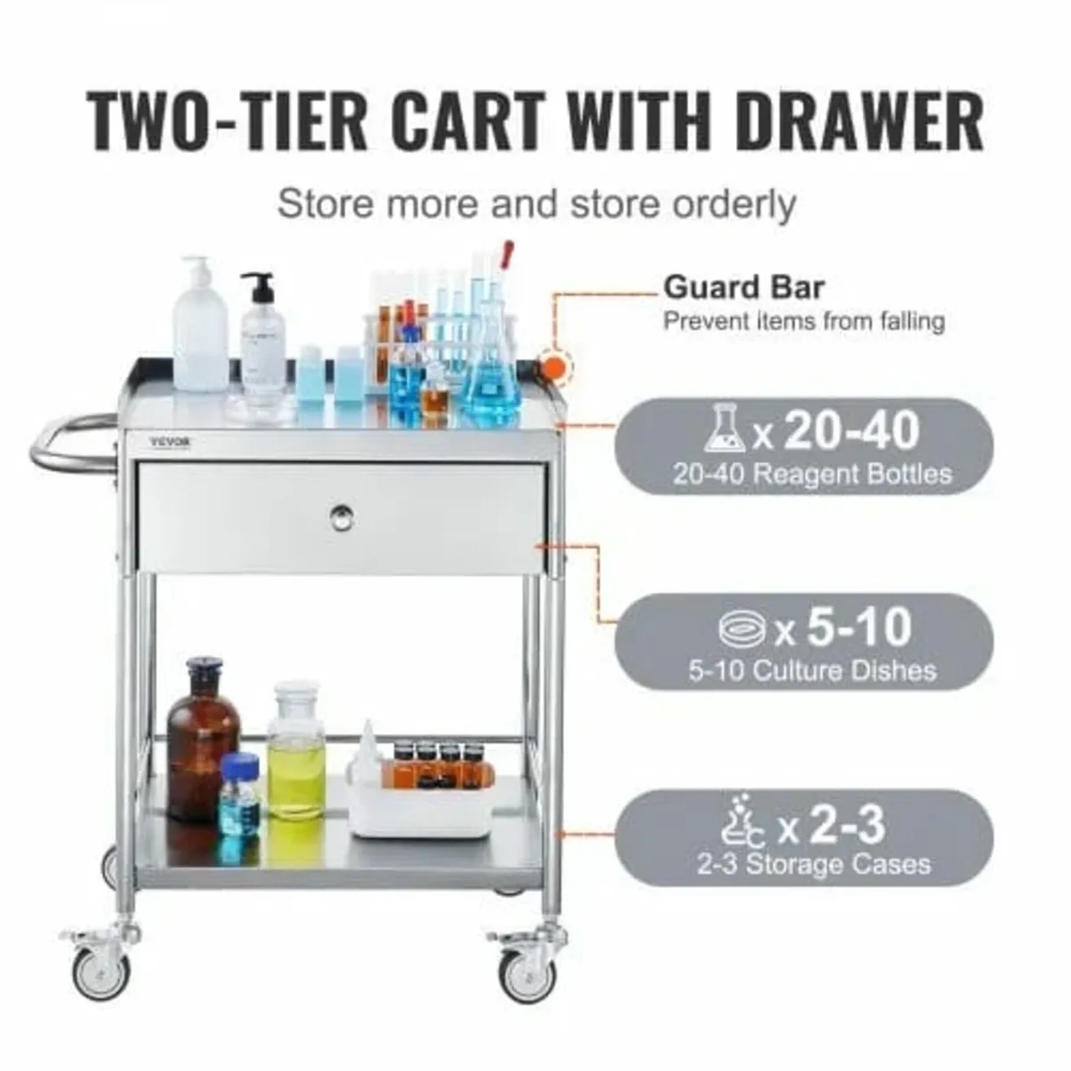 Medical Cart, 2 Layers Stainless Steel Cart 99.8 k - Image 2