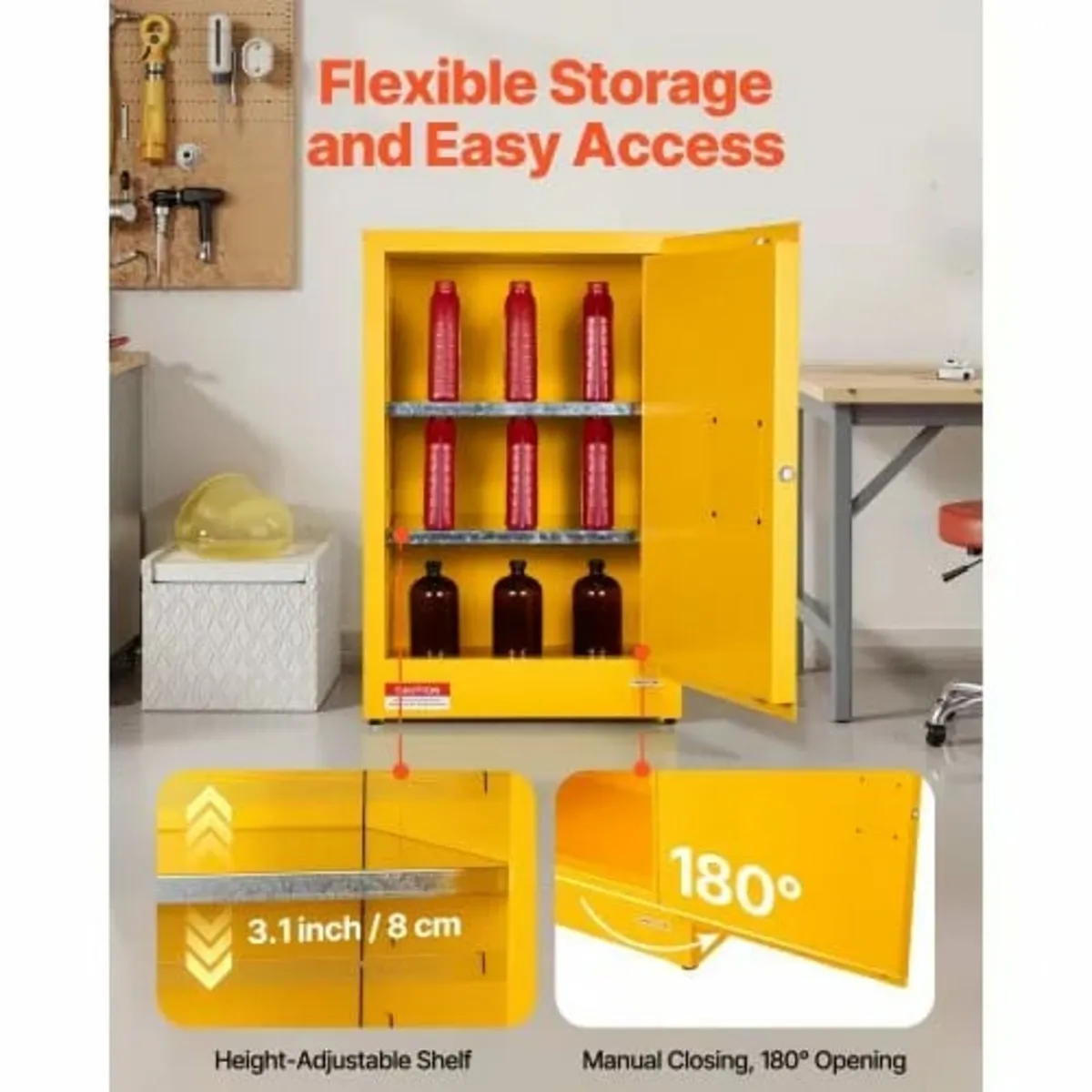 Flammable Cabinet, 59 x 46 x 90 cm, 13 Gallon Flam - Image 4