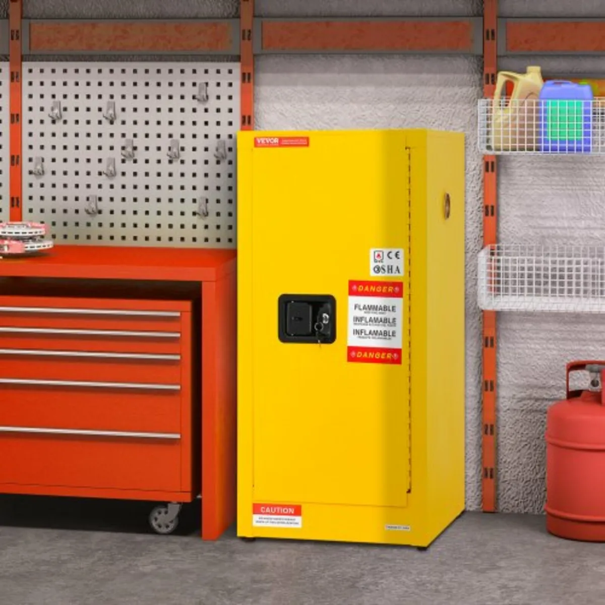 Flammable Safety Cabinet, 60 L, Cold-Rolled Steel - Image 2