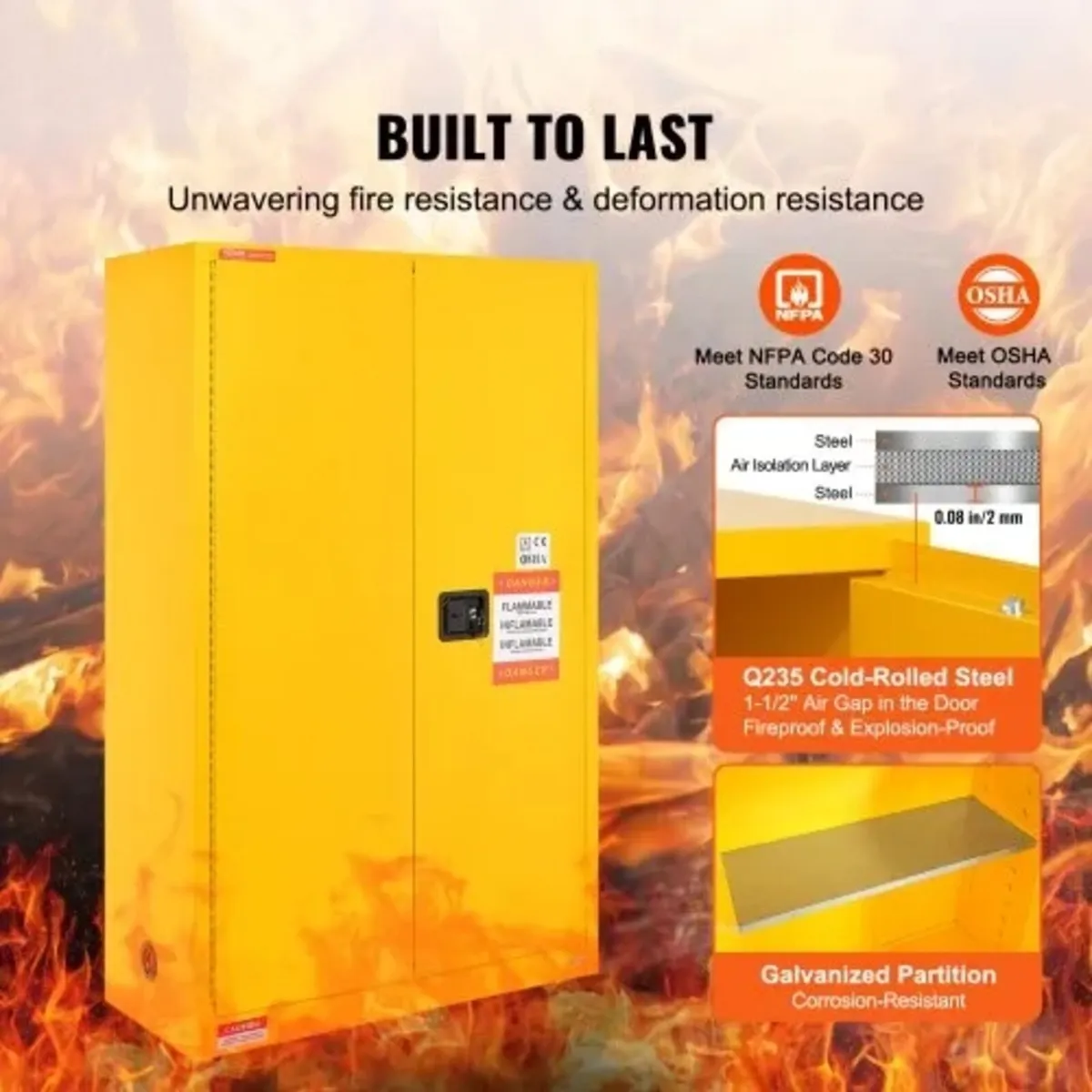 Flammable Safety Cabinet, 170.3 L, Cold-Rolled Ste - Image 2