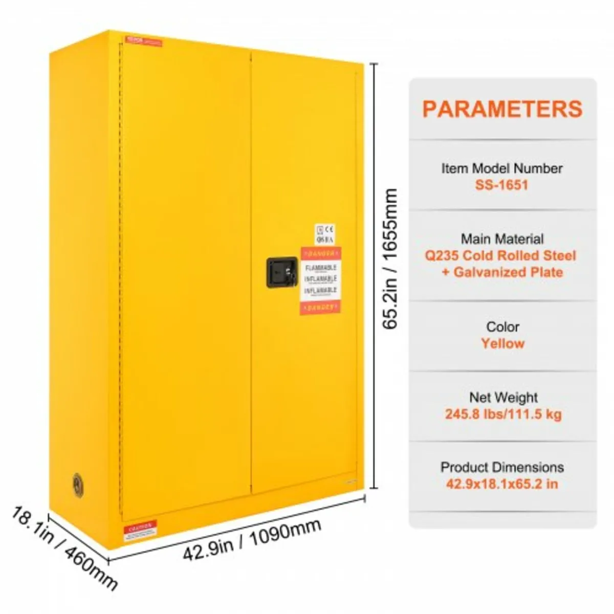 Flammable Safety Cabinet, 170.3 L, Cold-Rolled Ste - Image 4