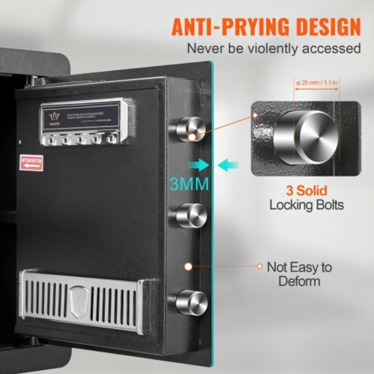 Safe, 51.0 L Home Safe, Steel Security Safe with D - Image 4