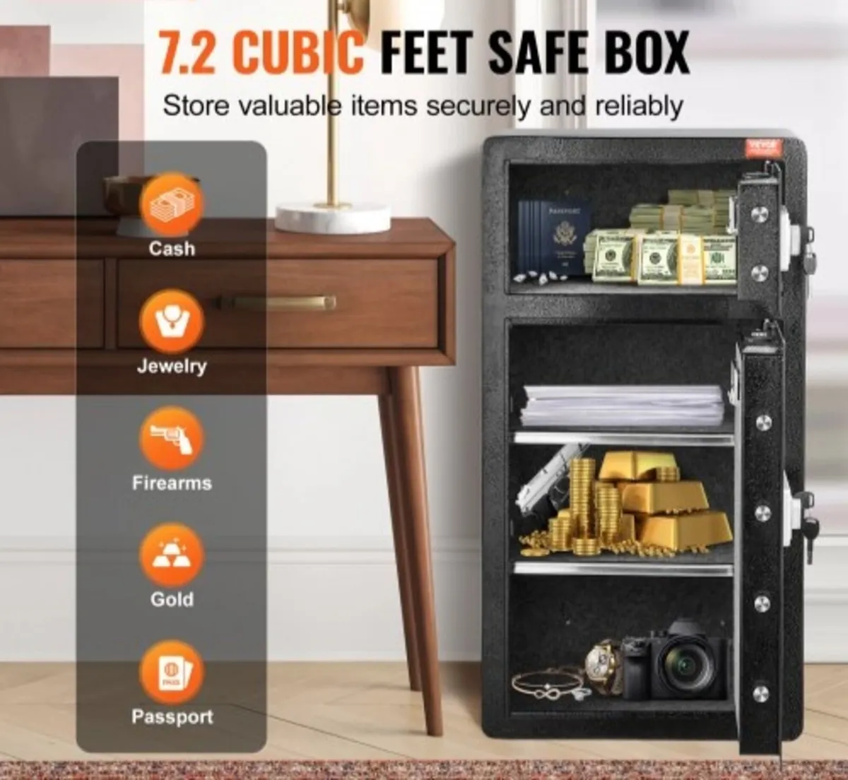 Double Doors 204 L Safe Box with Key Lock & Passwo - Image 2
