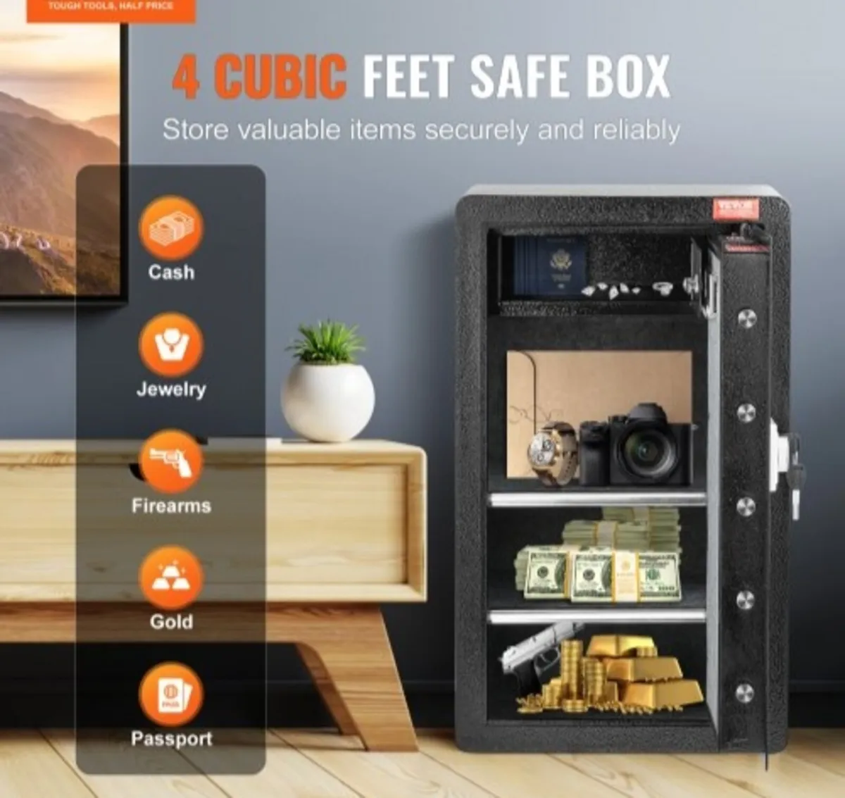 Single Door 113 L Safe Box with Key Lock & Passwor - Image 2