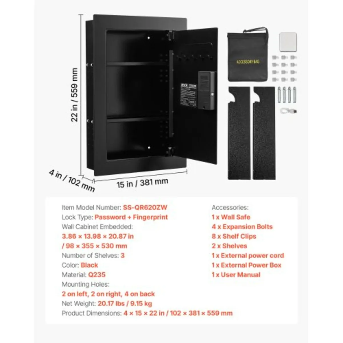 Wall Safe, 3-Tier Hidden Wall Safe with Fingerprin - Image 3