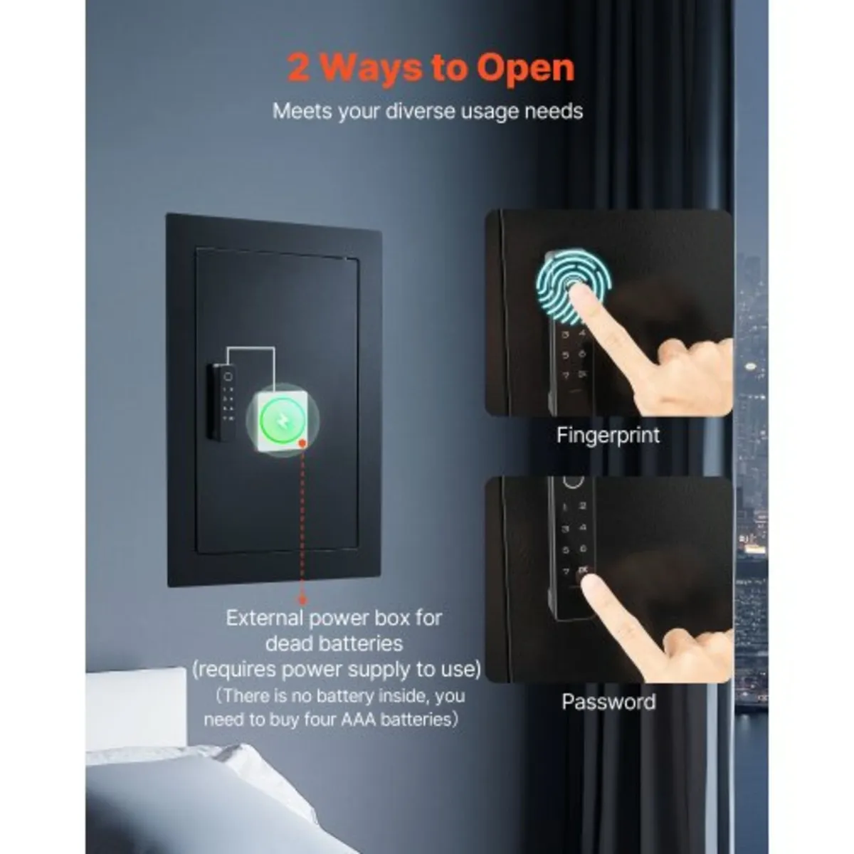 Wall Safe, 3-Tier Hidden Wall Safe with Fingerprin - Image 4