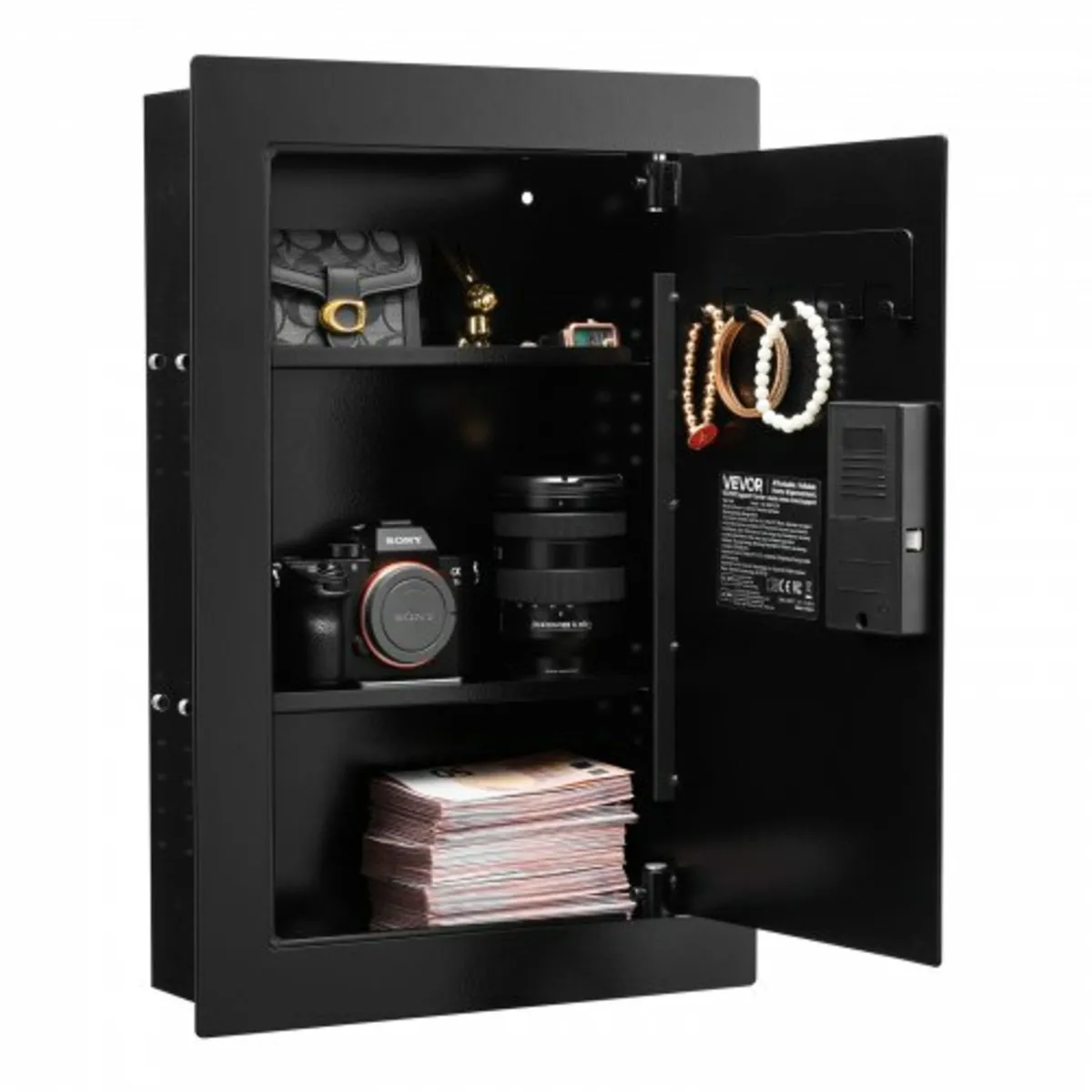 Wall Safe, 3-Tier Hidden Wall Safe with Fingerprin - Image 1