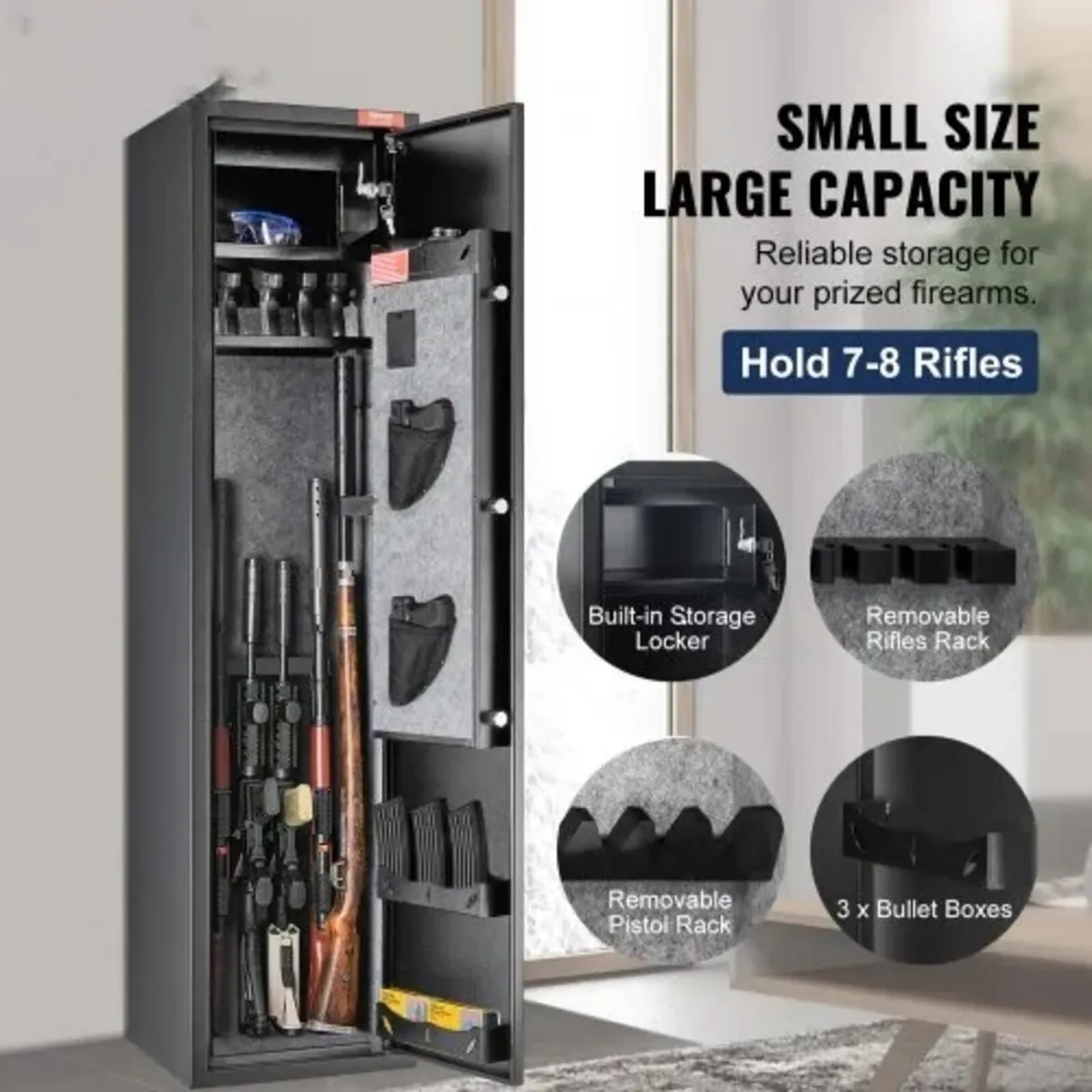 5 Rifles Gun Safe, Rifle Safe with Digital Keypad - Image 3