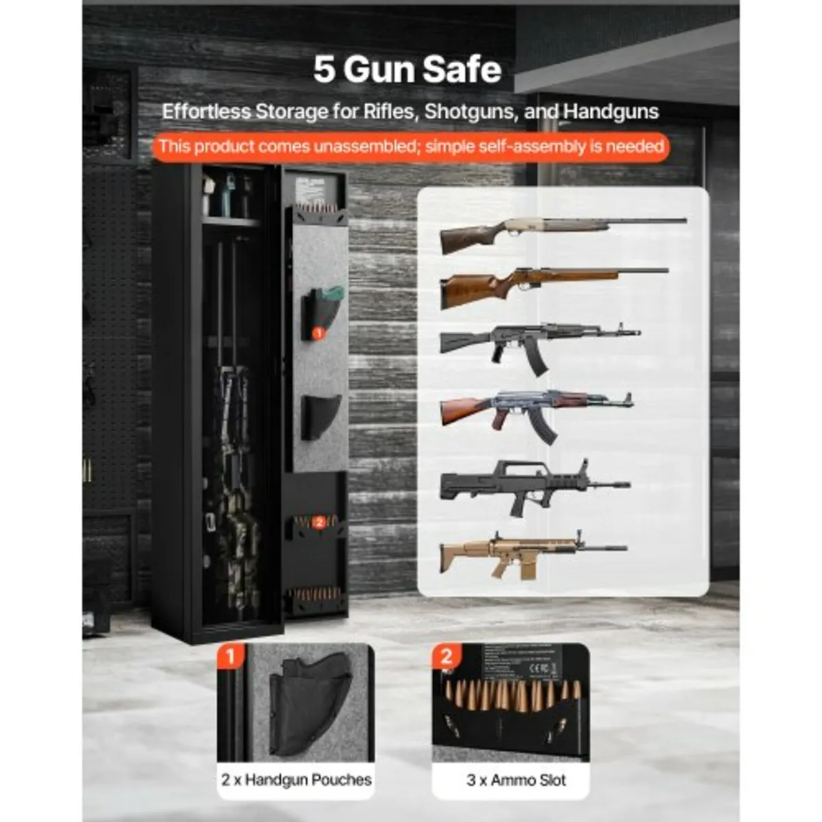 Gun Safe, Heavy Duty Cold-Rolled Steel Fireproof R - Image 3