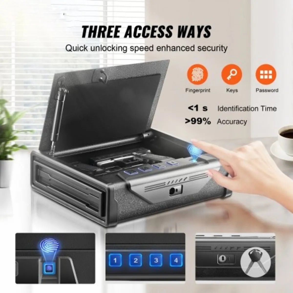 Gun Safe for Pistols Biometric Gun Safe with 3 Acc - Image 2