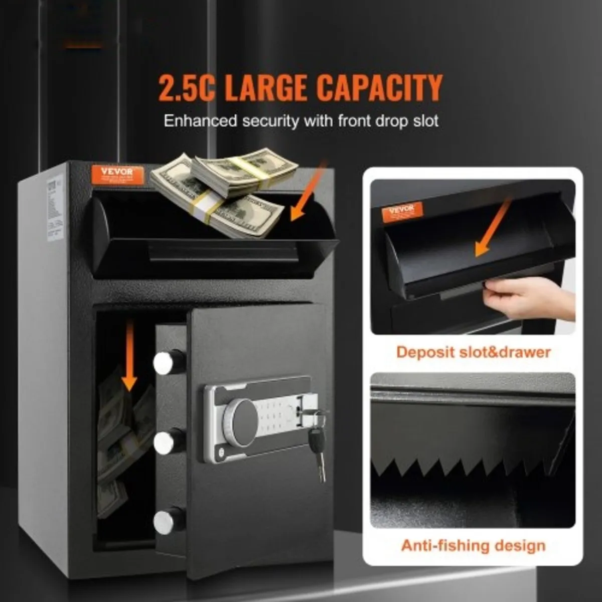 2.5 Cub Depository Safe, Deposit Safe with Drop Sl - Image 4