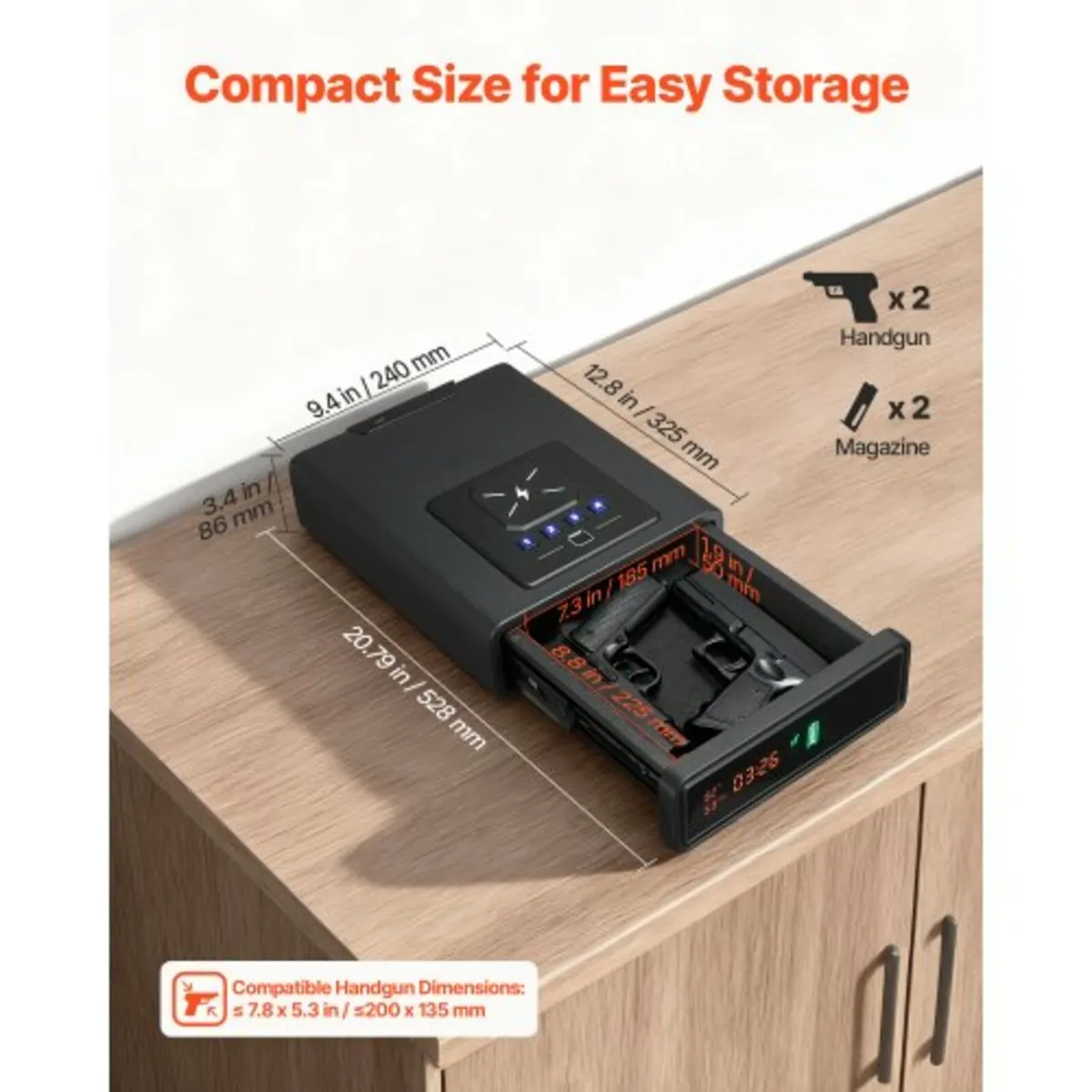 Gun Safe, Pistol Handgun Drawer Safe with Fingerpr - Image 4