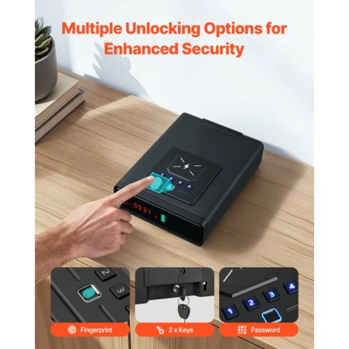 Gun Safe, Pistol Handgun Drawer Safe with Fingerpr - Image 2