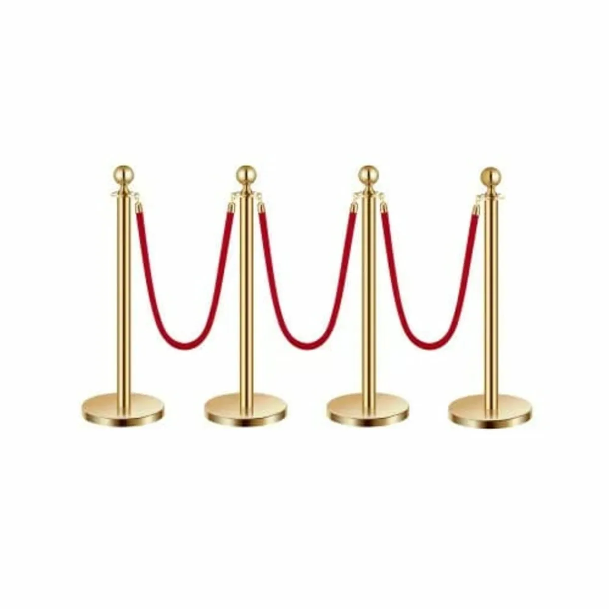 Stanchion Post, 4 Pcs Crowd Control Barrier Set wi - Image 1