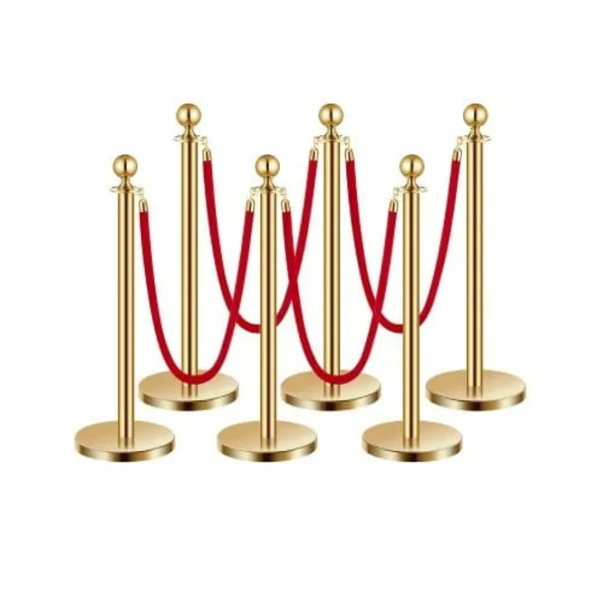 Stanchions and Velvet Ropes 6Pcs, Hollow Base with - Image 1