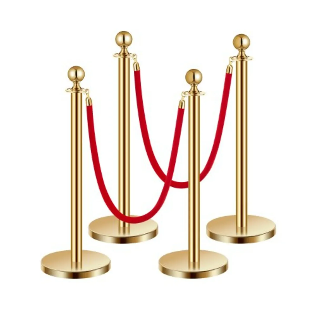 Stanchion Post, 4 Pcs Crowd Control Barrier Set wi - Image 1