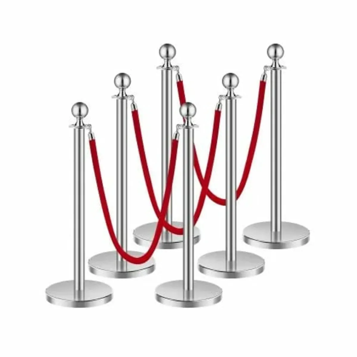 Stanchion Post, 6 Pcs Crowd Control Barrier Set wi - Image 1