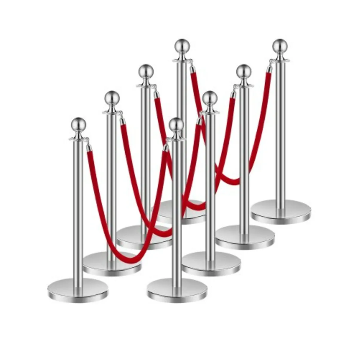 Stanchion Post, 8 Pcs Crowd Control Barrier Set wi - Image 1