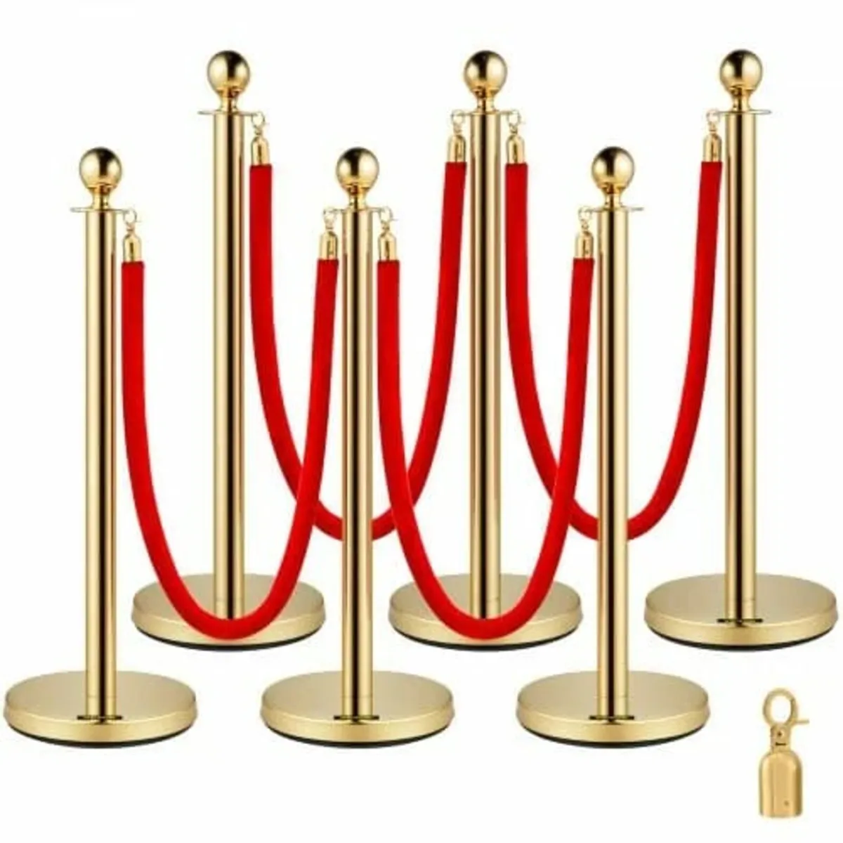 Stanchion Post with Velvet Rope, 6-Pack Crowd Cont - Image 1