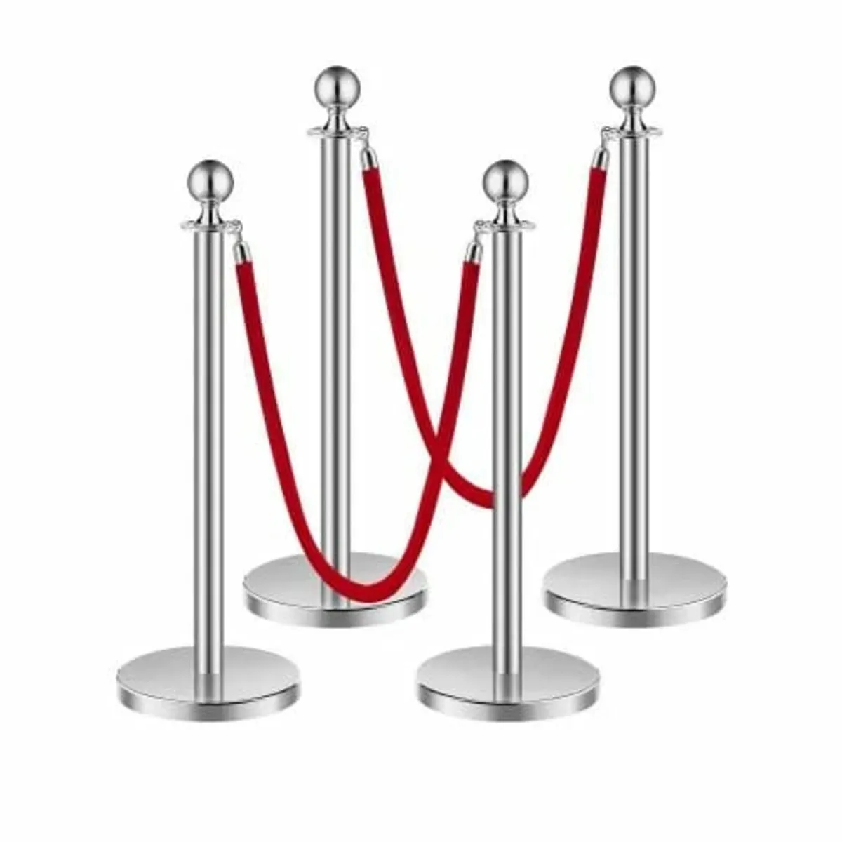 Stanchion Post, 4 Pcs Crowd Control Barrier Set wi - Image 1
