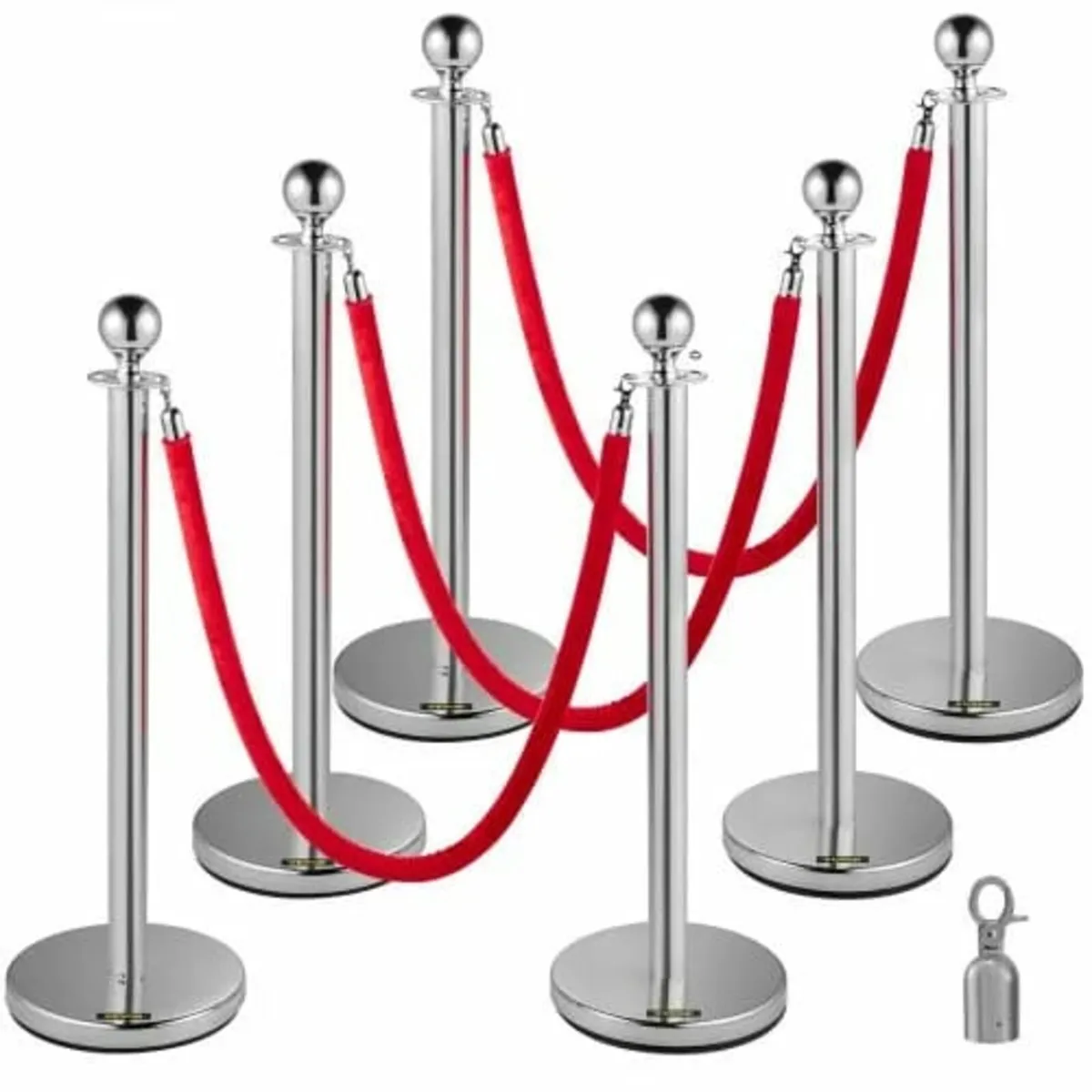 Stanchion Post with Velvet Ropes, 6-Pack Crowd Con - Image 1