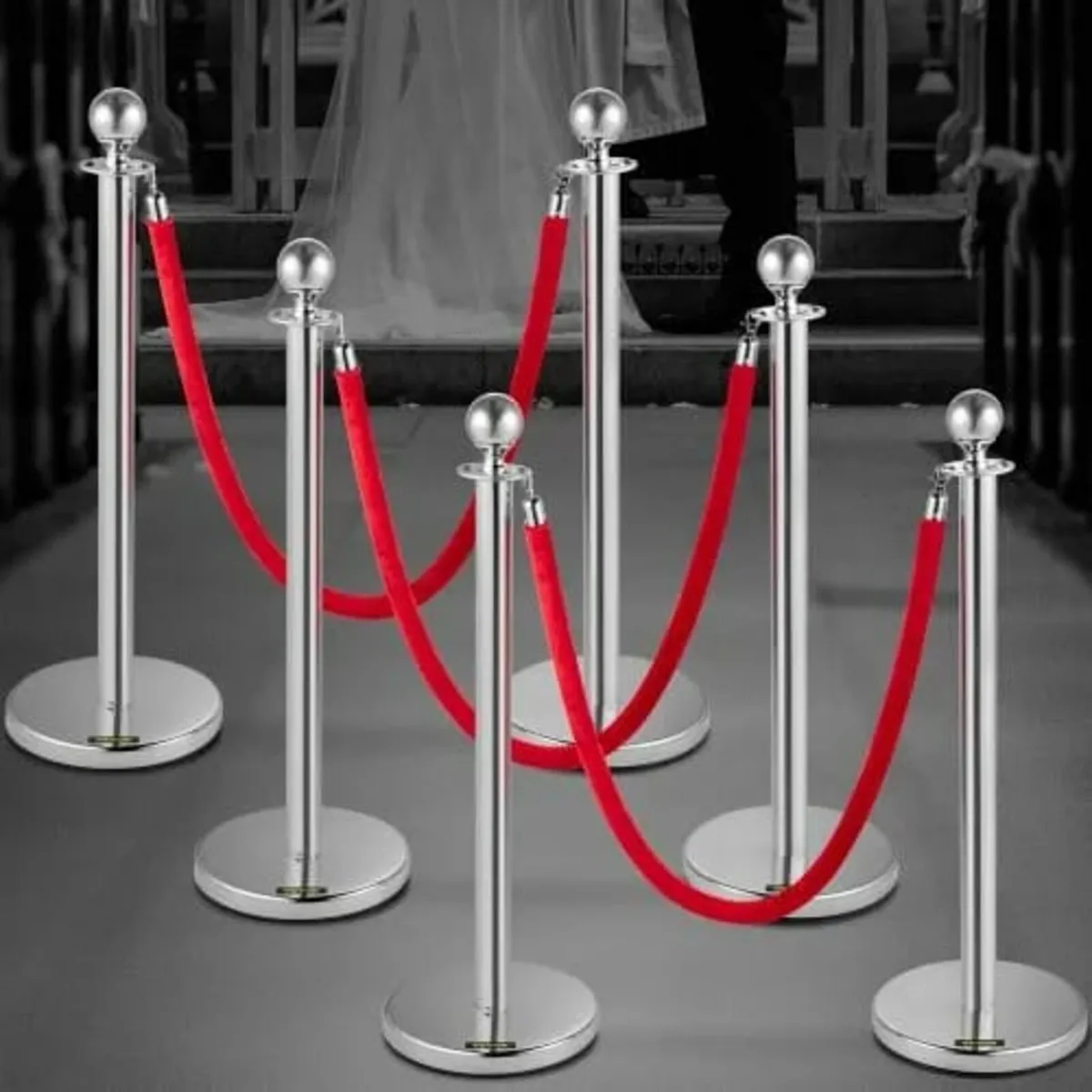 Stanchion Post with Velvet Ropes, 6-Pack Crowd Con - Image 2