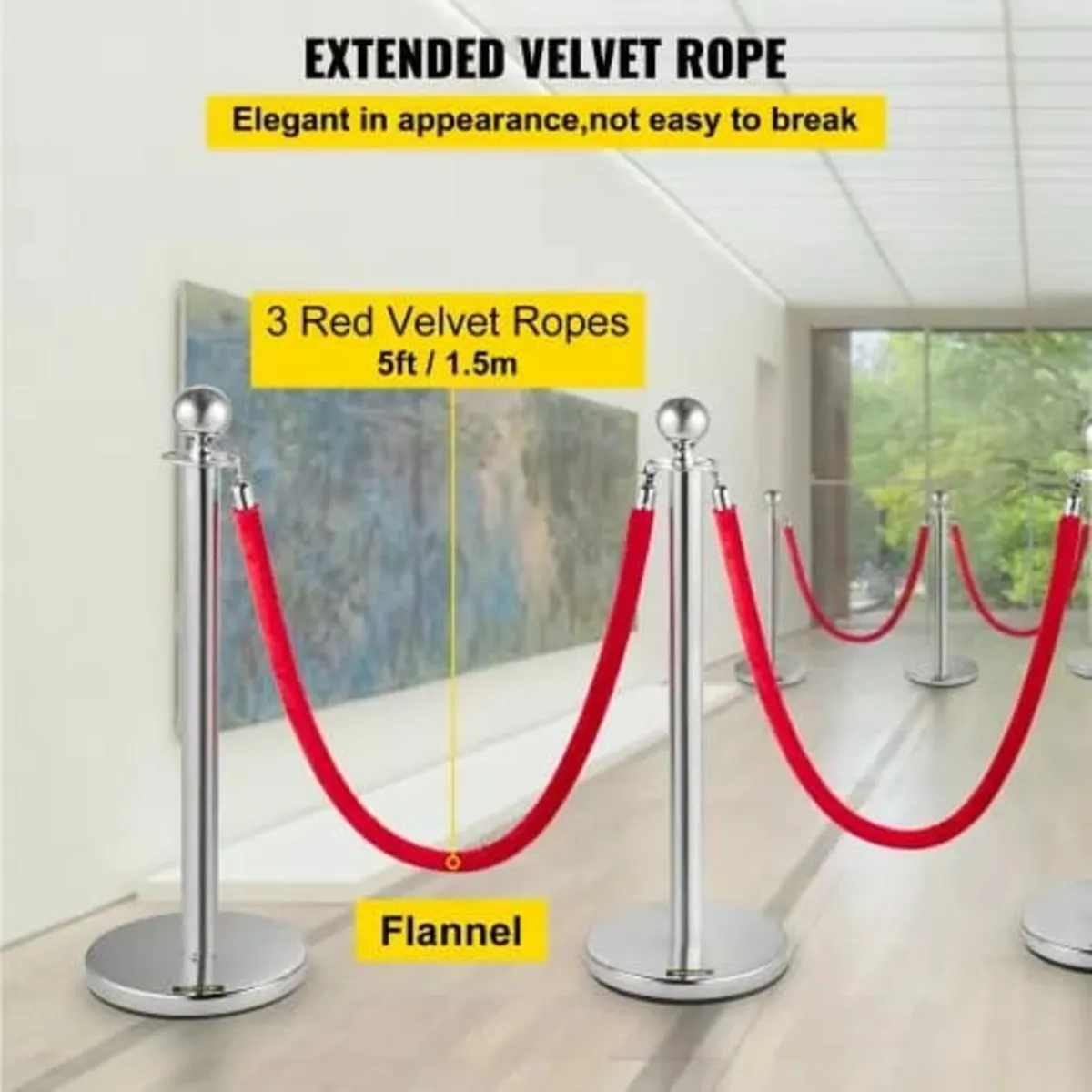 Stanchion Post with Velvet Ropes, 6-Pack Crowd Con - Image 4