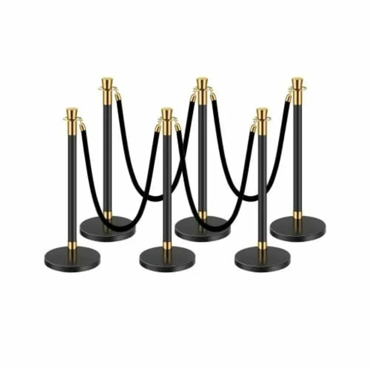 Stanchion Post, 6 Pcs Crowd Control Barrier with 4 - Image 1