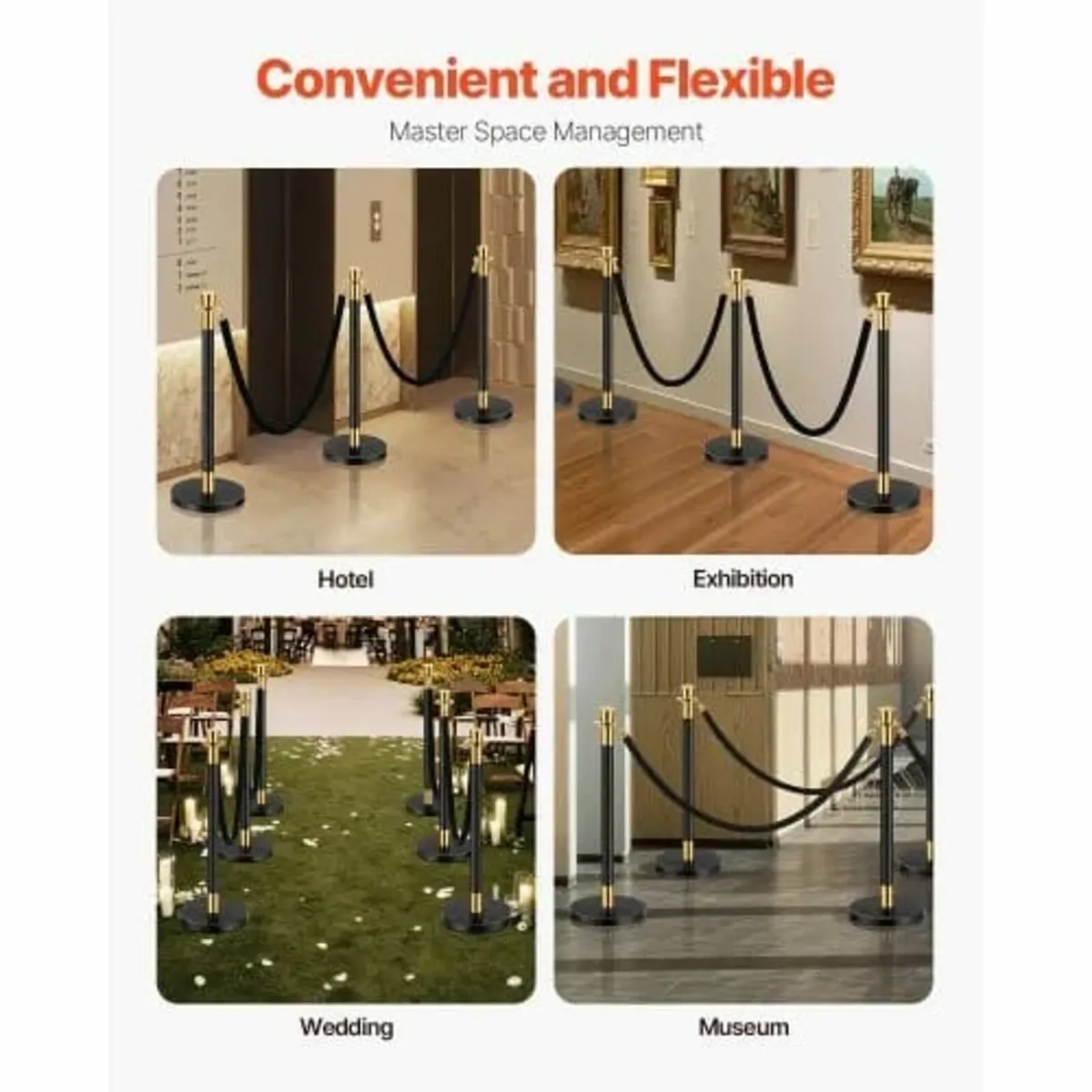 Stanchion Post, 6 Pcs Crowd Control Barrier with 4 - Image 4