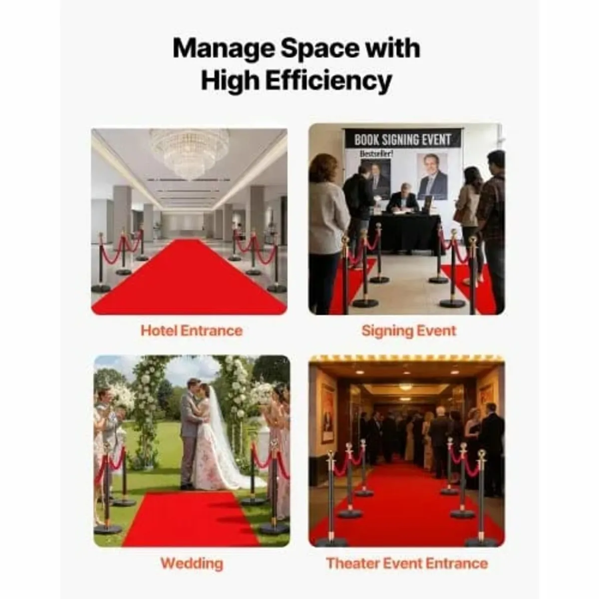 Stanchion Post, 6 Pcs Crowd Control Barrier Set wi - Image 4