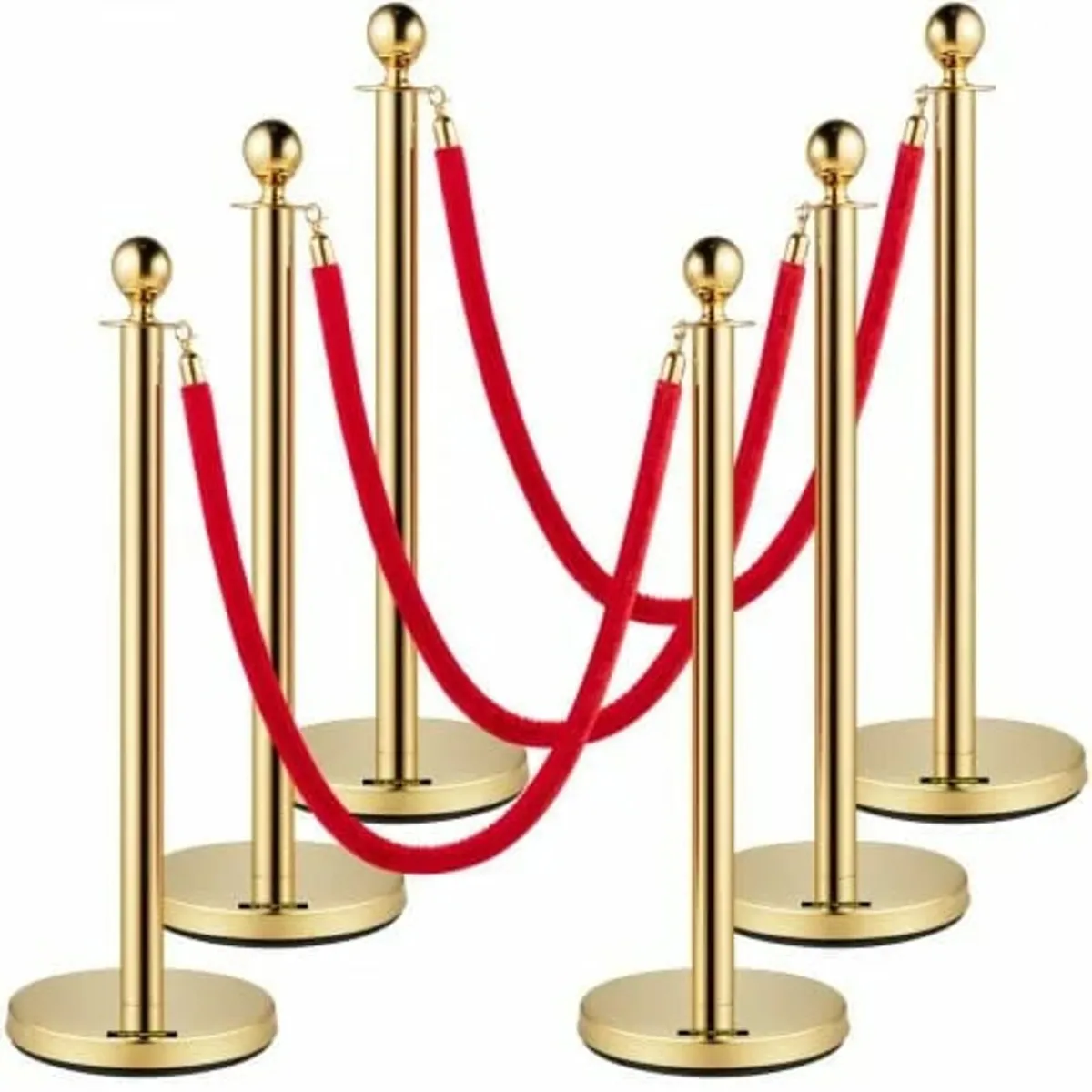 Velvet Ropes and Posts, 5 ft/1.5 m Red Rope, Stain - Image 1