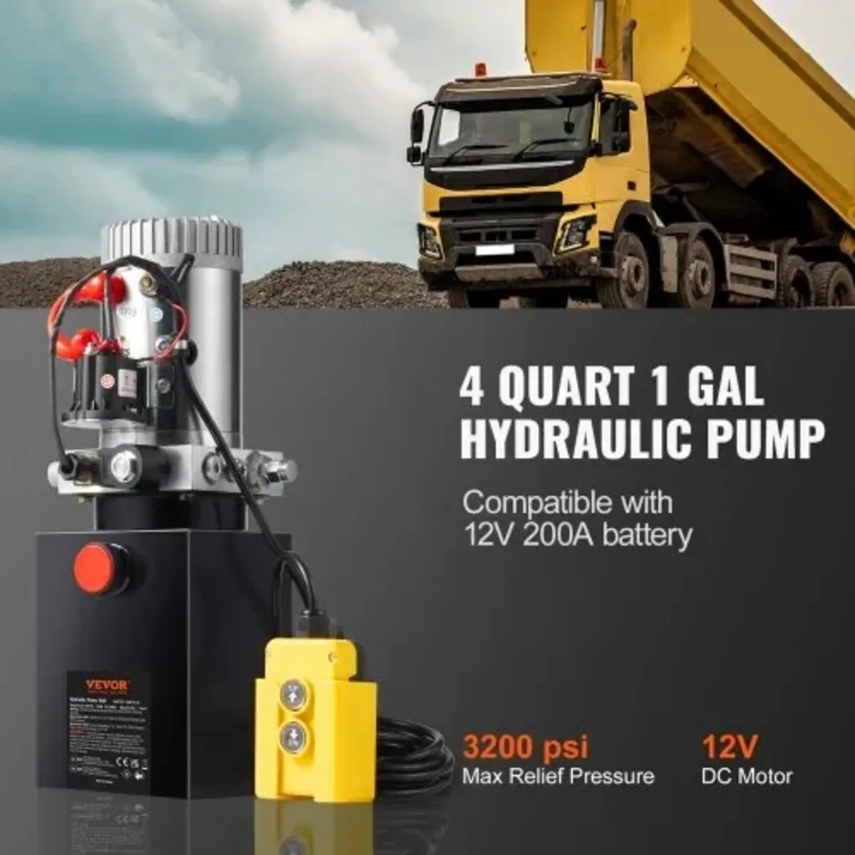 Hydraulic Pump 4 Quart/3.8 L Single Acting Dump Tr - Image 4