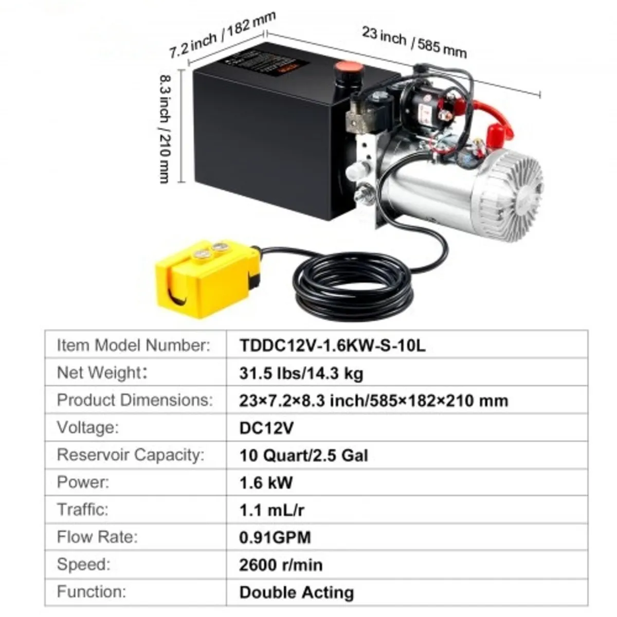 Hydraulic Pump, 10 Quart Hydraulic Power Unit, Dou - Image 2