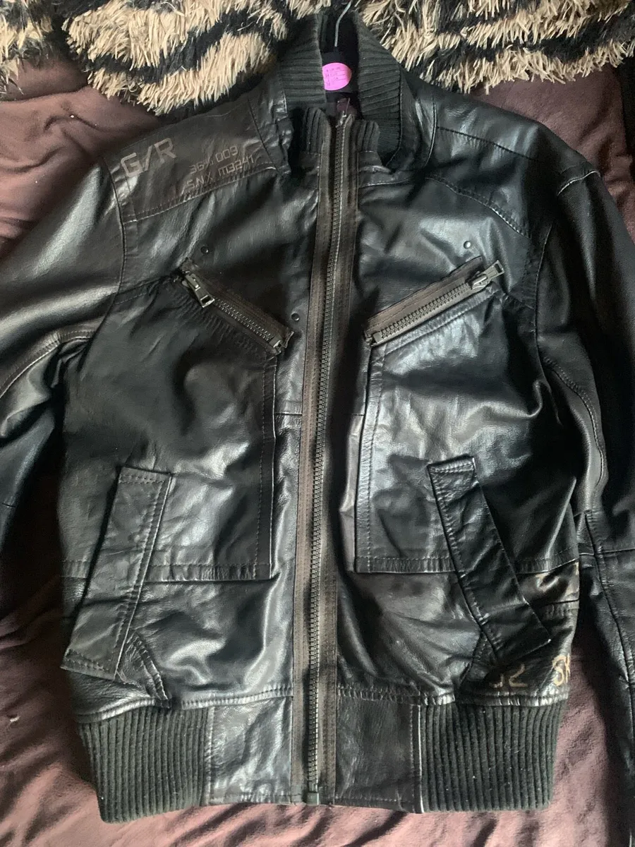 Men’s River Island Brown Leather Jacket Small - Image 1