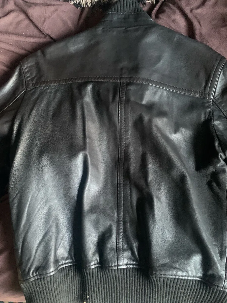 Men’s River Island Brown Leather Jacket Small - Image 3