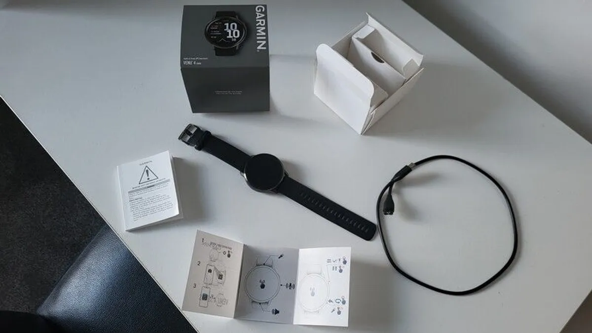 Garmin Venu 4 (45mm) Stainless Steel  LED Flashlight  Box & Amazon Receipt - Image 1